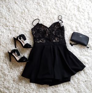 Black/Lace Skort Romper